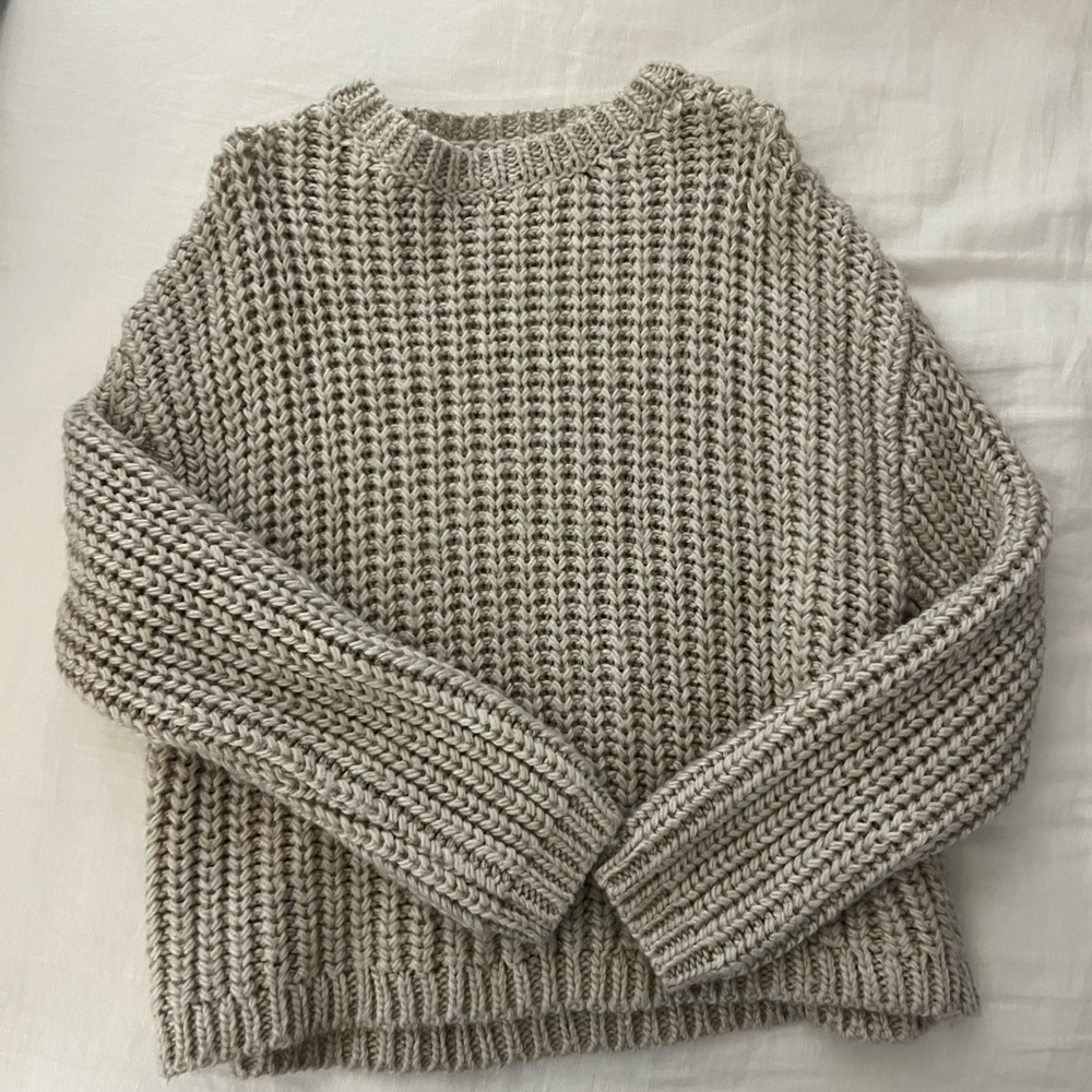 Mango Textured Knit Sweater in Beige